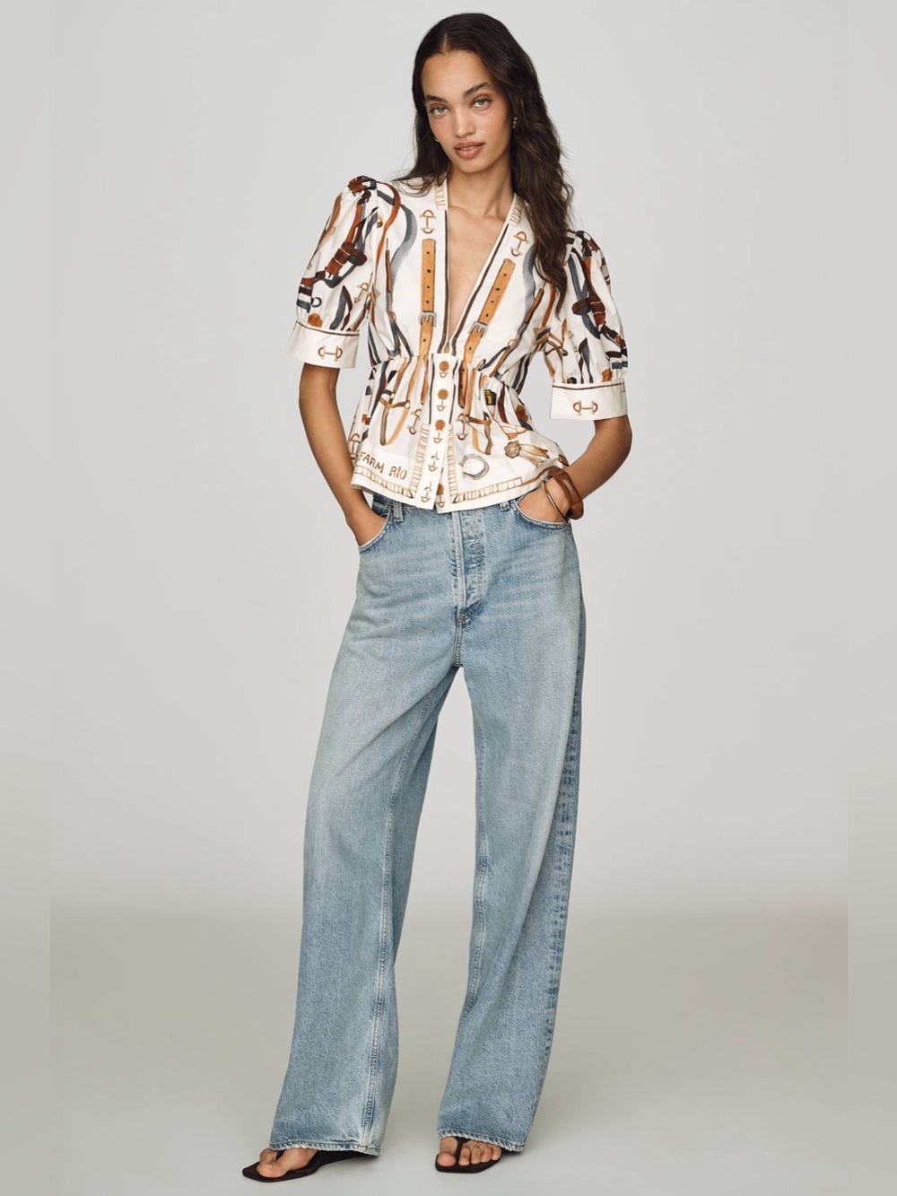 Farm Rio Equestrian Scarf Blouse - Picture 3 of 8